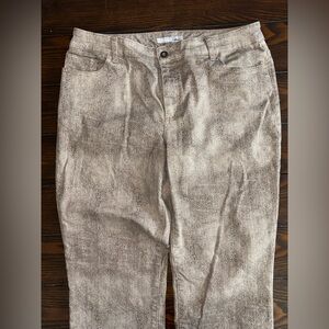 Chicos Platinum Textured Animal Print Jeans